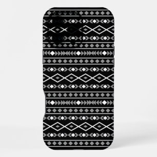 Coque iPhone 16 Pro Max Formes aztèques Motif blanc gris noir
