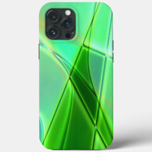 Etui iPhone 13 Pro Max Formes géométriques vertes courbes avec des contou