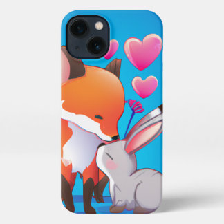 Etui iPhone 13 Fox et Bunny Love