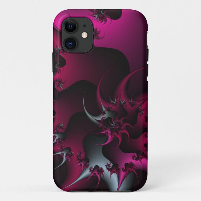 coque iphone fractal rose et argent (Dos)
