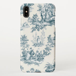 Coque iPhone XS Max Français toile de jouy sage vert élégant
