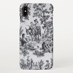 Coque iPhone XS Max Française toile de jouy noir et blanc élégant