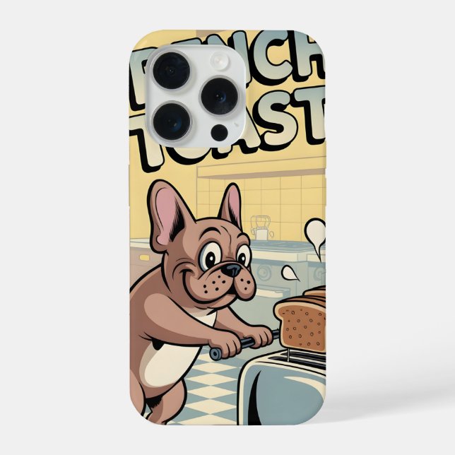 Coque iPhone French Bulldog Breakfast Cartoon Art (Verso)