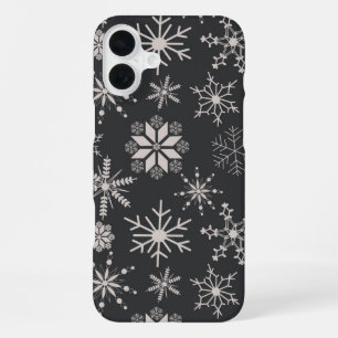 Coque iPhone 16 Plus Frost & Flourish Flocons de Neige – Minuit