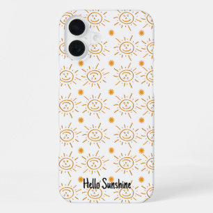 Coque iPhone 16 Plus Fun Orange Sunshine Face Motif Personnalisé