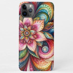Coque iPhone 11Pro Max Funky Artsy coloré Paisley Floral Art Motif