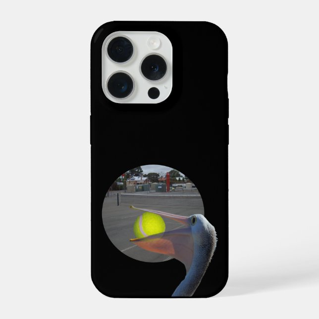 Coque iPhone Funny Pelican Catches Tennis Ball, Denim Jacket (Verso)
