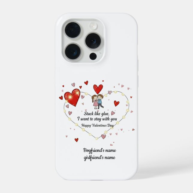 Coque iPhone funny stuck like glue personalized couple's (Verso)