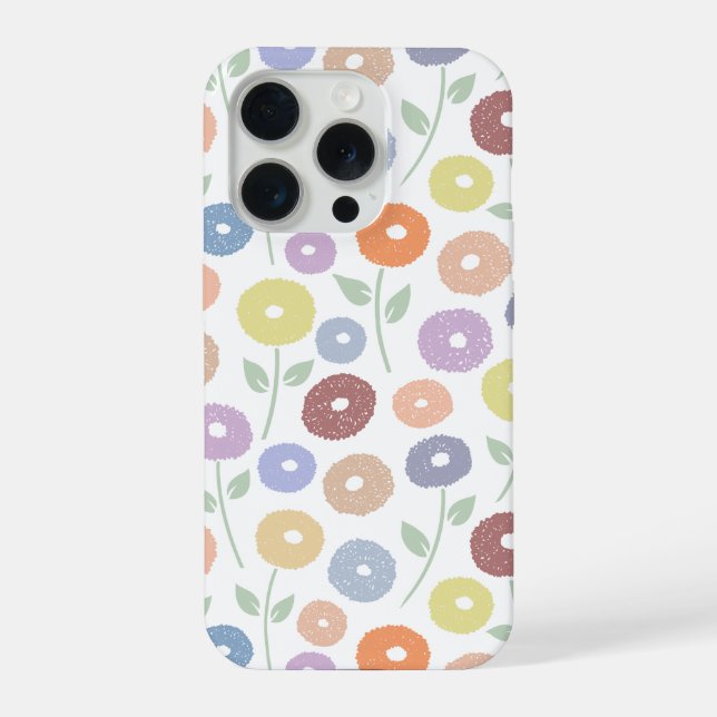 Coque iPhone Fuzzy Flower Rpt Pattern Pastels on White (Verso)