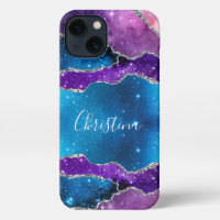 Galaxy violet, bleu marbré Agate et Parties scinti