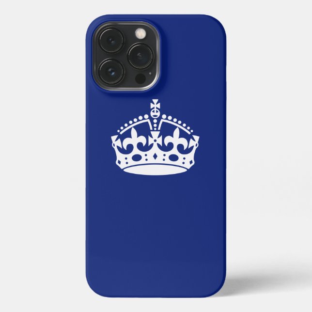 Coque iPhone Gardez la couronne calme sur le bleu marine (Verso)