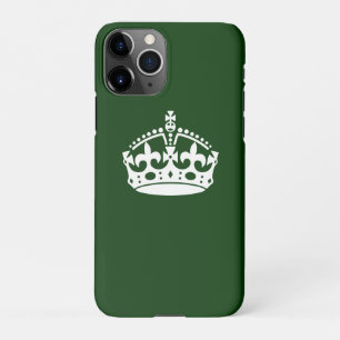 Coque iPhone 11Pro GARDEZ SON CALME COURONNE sur Vert Forêt Personnal