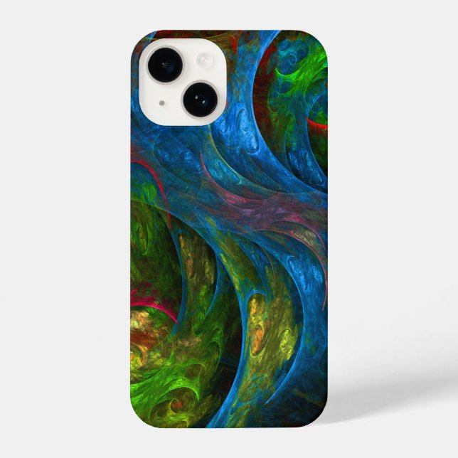Coque iPhone Genèse Bleu Art Abstrait (Verso)
