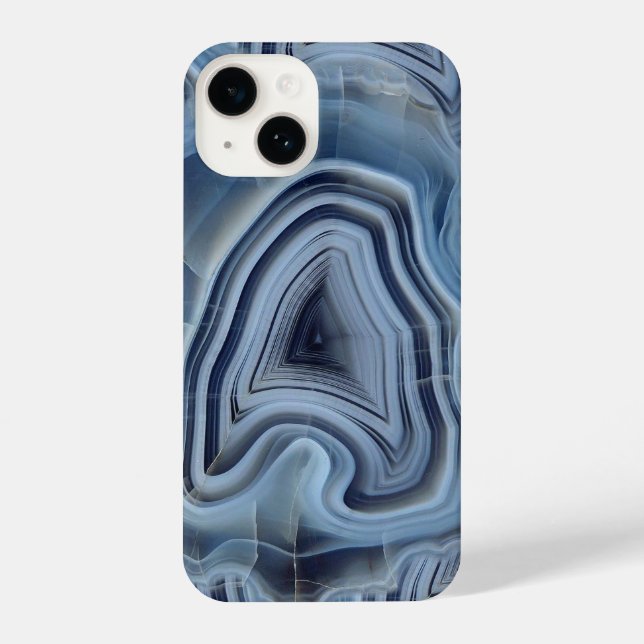 Coque iPhone Géode d'Agate Smoky Bleu (Verso)