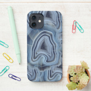 Coque iPhone 12 Géode d'Agate Smoky Bleu