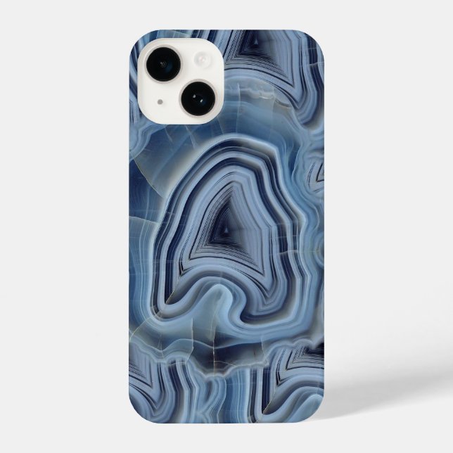 Coque iPhone Géode d'Agate Smoky Bleu (Verso)