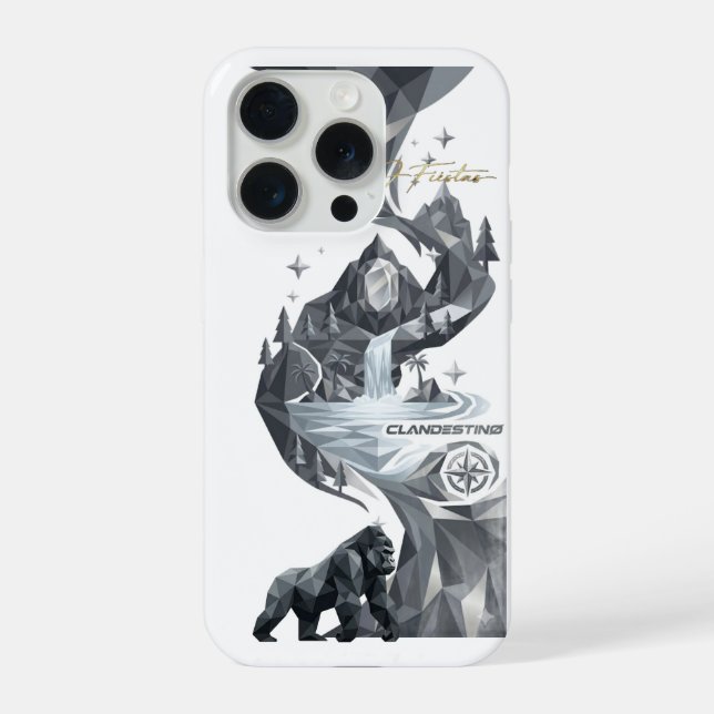 Coque iPhone “Geometric Gorilla iPhone Case – Silver Jungle  (Verso)