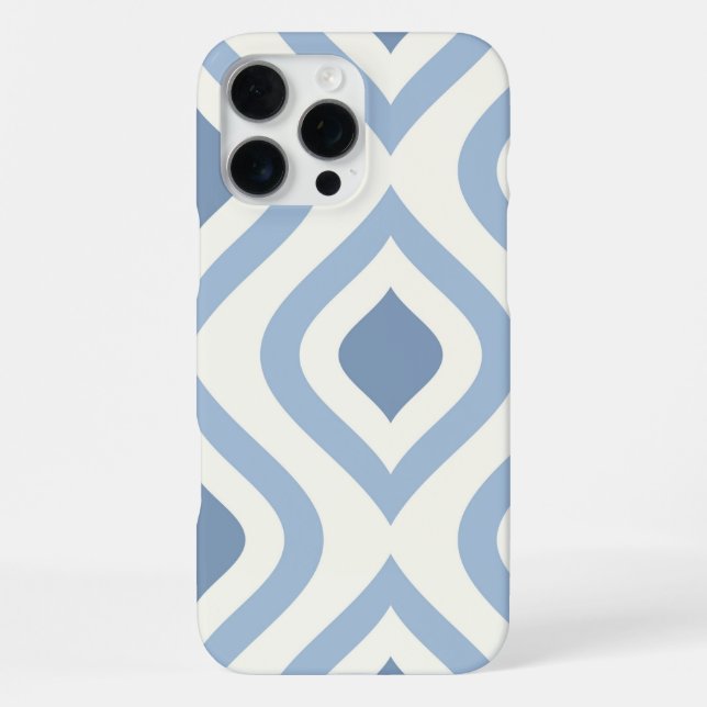 Coque iPhone géométrique Abstraite, bleu et blanc cassé (Verso)