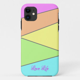 Coque iphone géométrique vert, jaune et violet