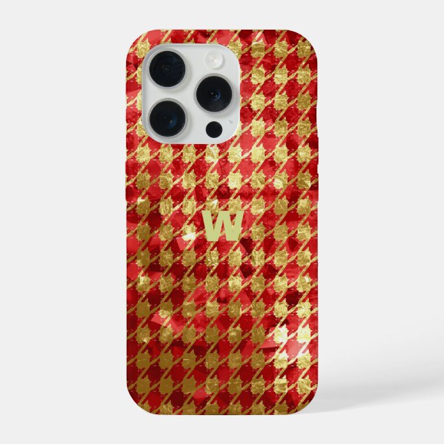 Coque iPhone Gingham Rouge & Or (Verso)