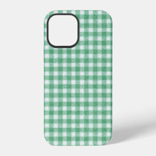Coque iPhone 12 Gingham vert menthe