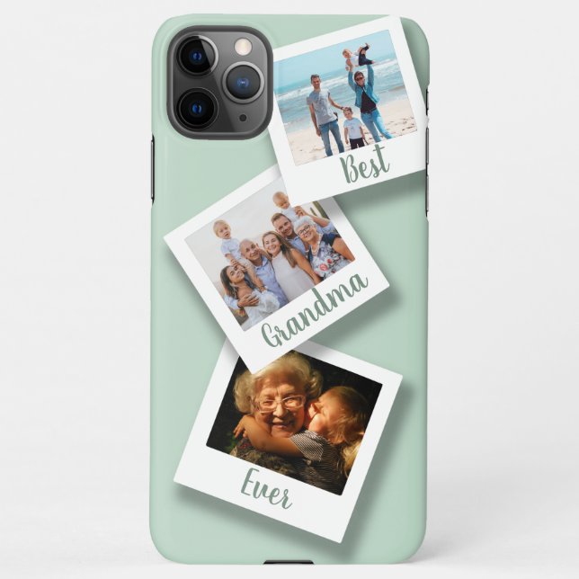 Coque iPhone Girly Mint Green Meilleur grand-mère Jamais Collag (Dos)