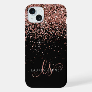 Glam Rose Gold Pailleté Monogramme Élégant