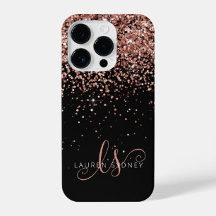 Coque Pour iPhone 14 Plus Glam Rose Gold Parties scintillant Élégant Monogra