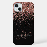 Glam Rose Gold Parties scintillant Élégant Monogra