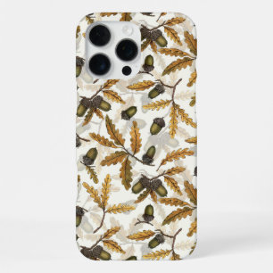 Coque iPhone 16 Pro Max Glands de chêne et feuilles de chêne sur fond blan