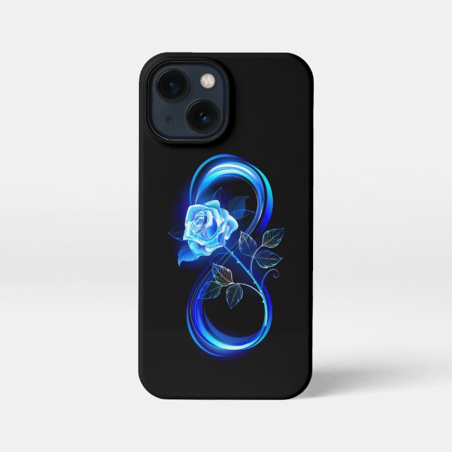 Coque iPhone Glowing infinity with blue rose (Verso)