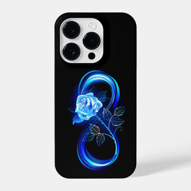 Coque iPhone Glowing infinity with blue rose (Verso)