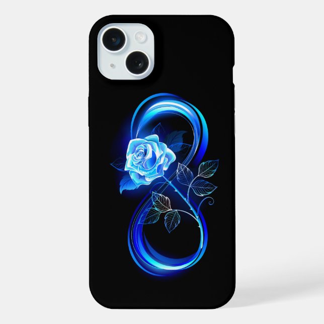Coque iPhone Glowing infinity with blue rose (Verso)