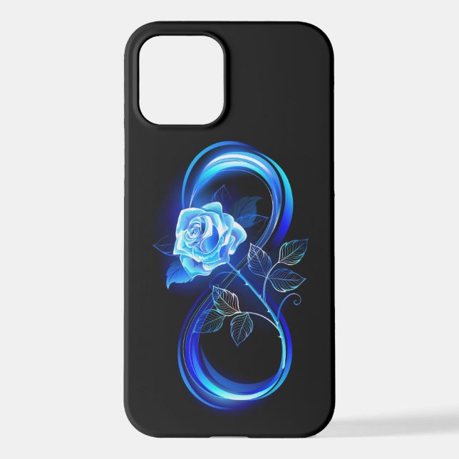 Coque iPhone Glowing infinity with blue rose (Verso)