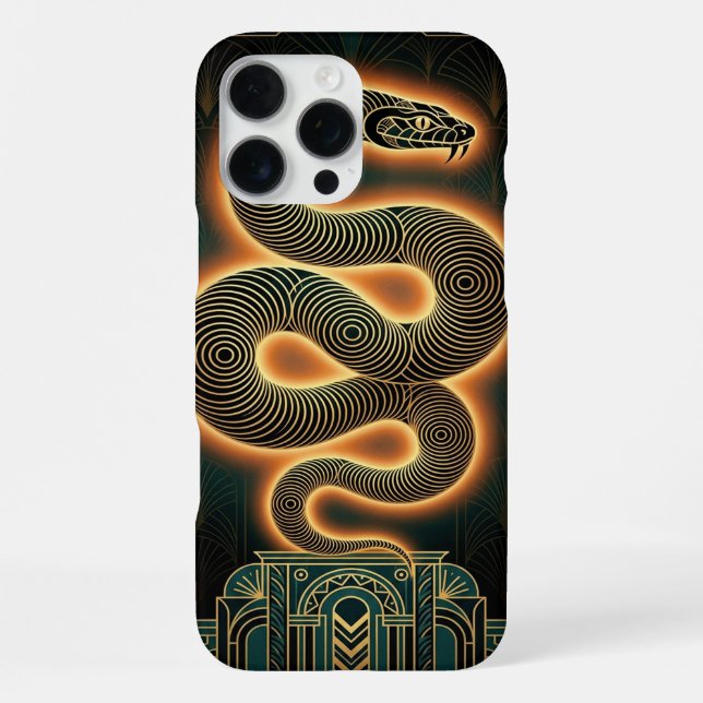 Coque iPhone Gold Teal iPhone 16 Pro Max Case | Mystical Snake  (Verso)