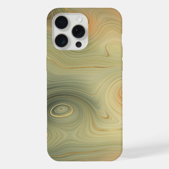 Coque iPhone Golden Strata | Pêche Brûlée Orange Vert Agate (Verso)