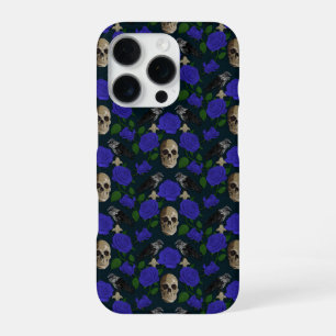 Coque iPhone 16 Pro Gothique foncé Grungy Vins Roses Corbeau bleu crân