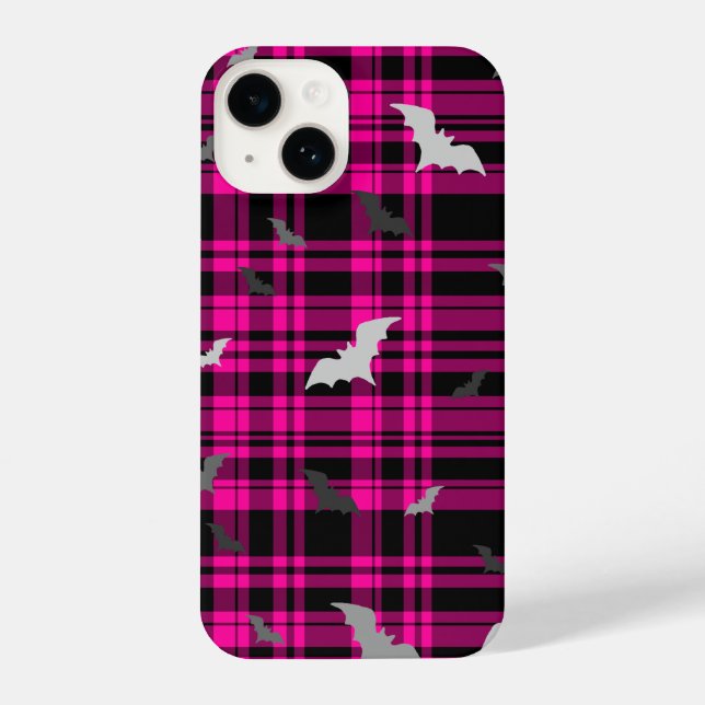 Coque iPhone Gothique vampire Bats Plaid Black Phone Case (Verso)