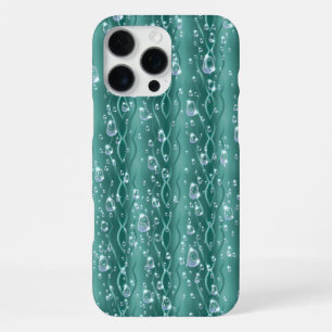Coque iPhone 16 Pro Max Gouttes de pluie sur du métal vert