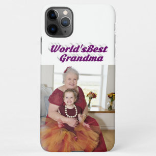 Coque iPhone 11Pro Max Grandma Photo typographie violette