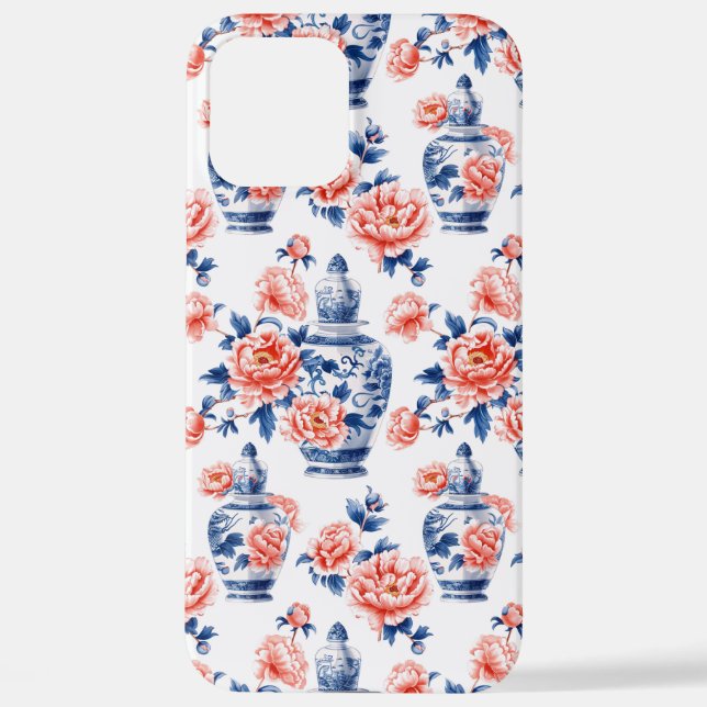 Coque iPhone Grandmillenial Chinoiserie Pot à Gingembre Pivoine (Verso)