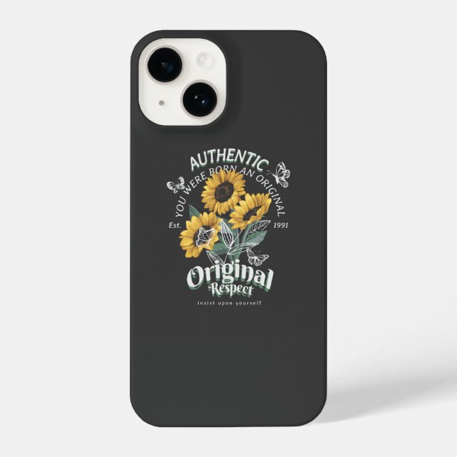 Coque iPhone Graphique des tournesols et papillons (Verso)