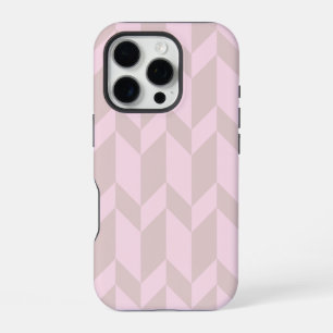 Coque iPhone 16 Pro Gras Flèche à deux tons Chevron Grille Rose neutre