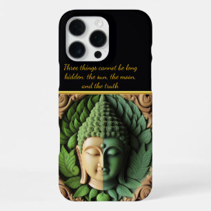 Coque iPhone 16 Pro Max Gravure bouddhiste avec feuilles et orbes IA génér