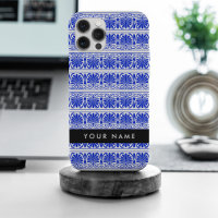 Grec Fret Arabesque Bleu, Votre Nom, Personnaliser