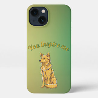 Etui iPhone 13 Green Gold Inspirational German Shepherd Dog