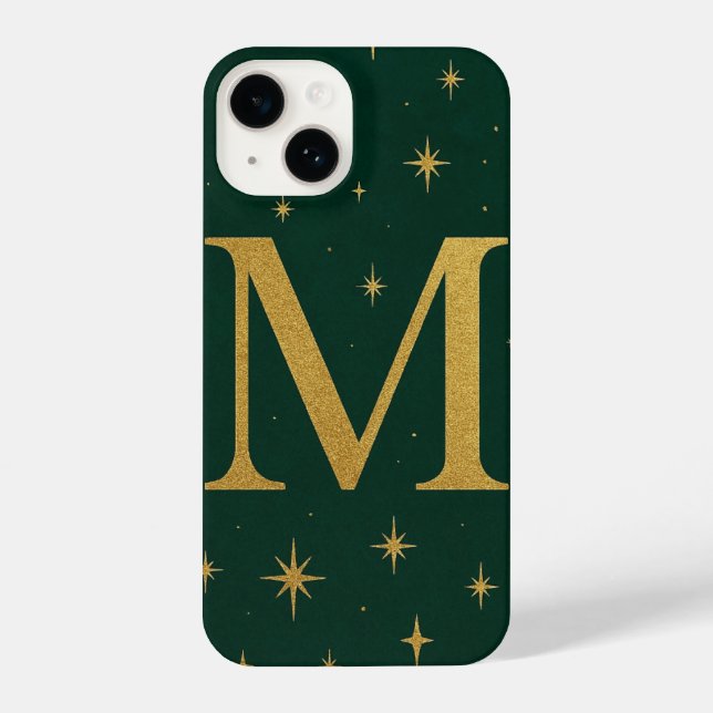 Coque iPhone Green Phone Case with Big Yellow M and Star Detail (Verso)