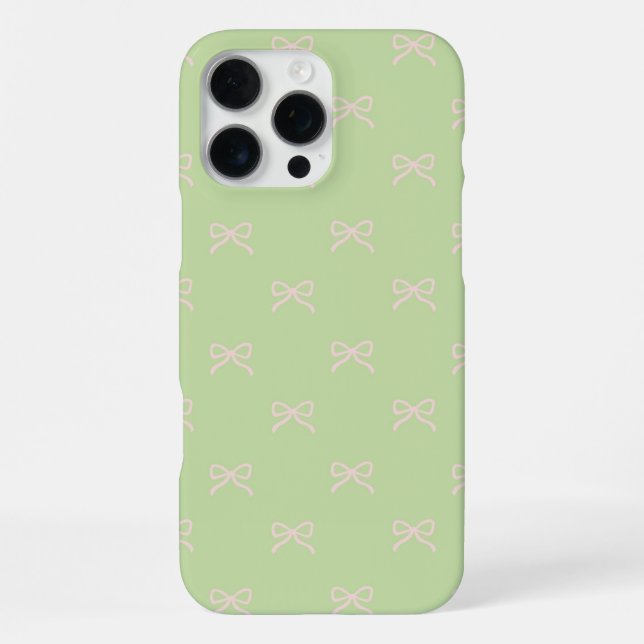 Coque iPhone Green Pink Bow Pattern Coquette Girly Spring (Verso)