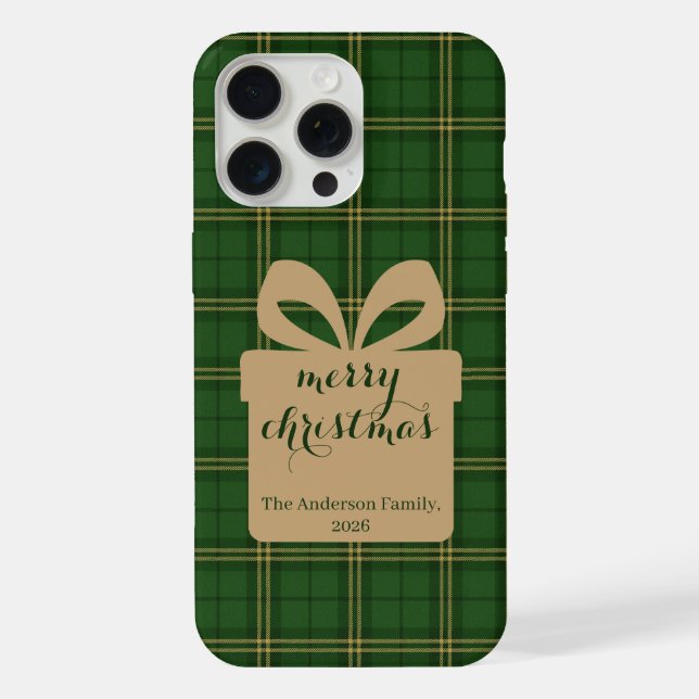 Coque iPhone Green Plaid Christmas Festive Pattern -  (Verso)