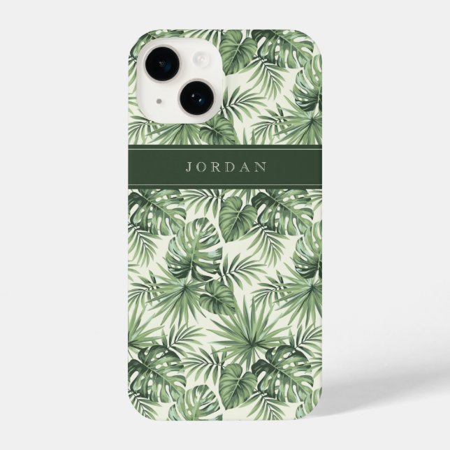 Coque iPhone Green Tropical Palm Feuille Motif (Verso)
